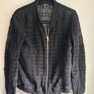 Black Lace Bomber with silver zipper